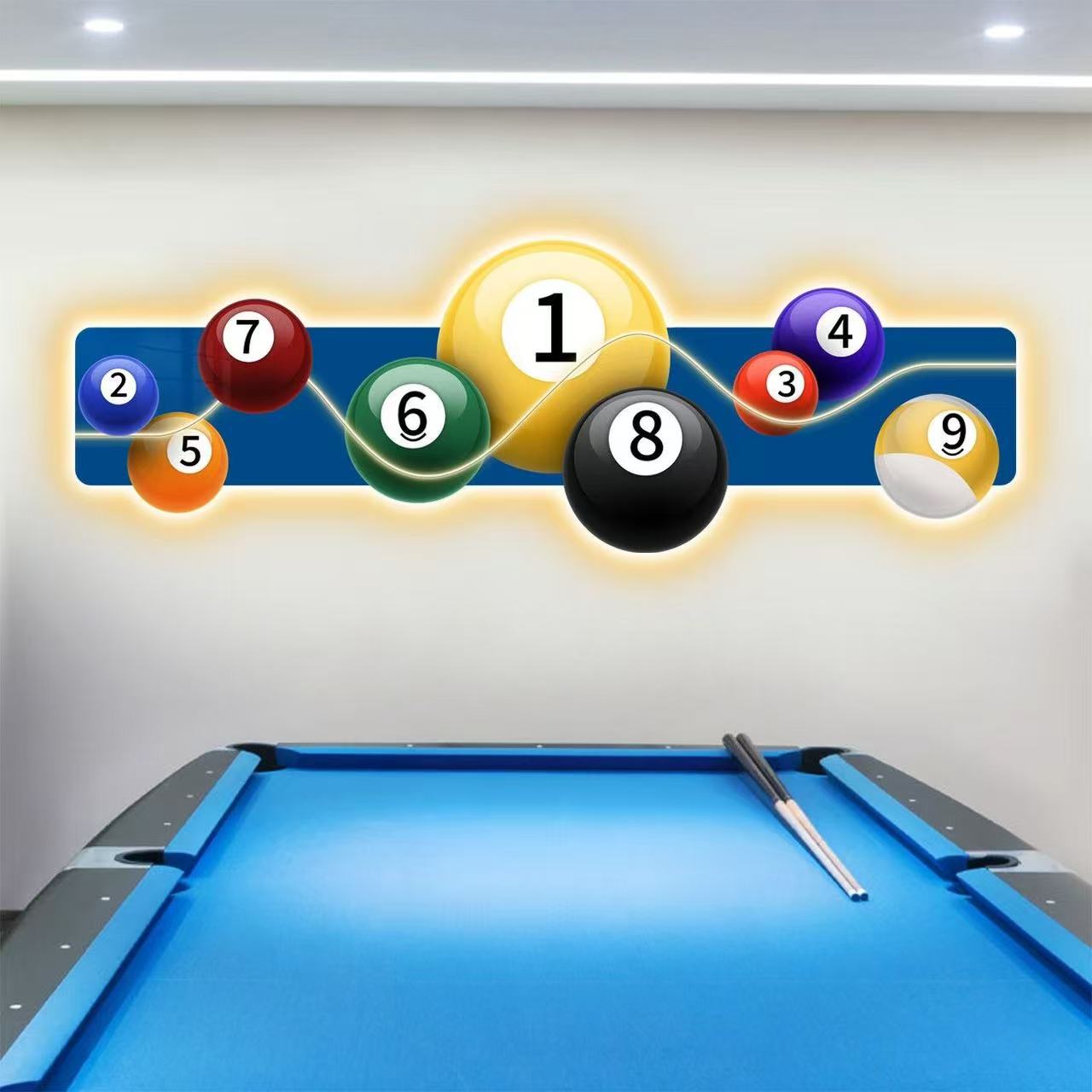 Table Tennis Background - لوحة ديكور لقاعة البلياردو مع إضاءة
