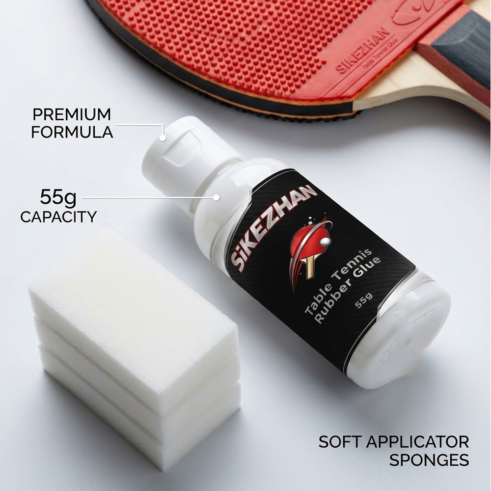 غراء مطاط تنس الطاولة 55G مع 3 - مراجعة Table Tennis Bat وسعره